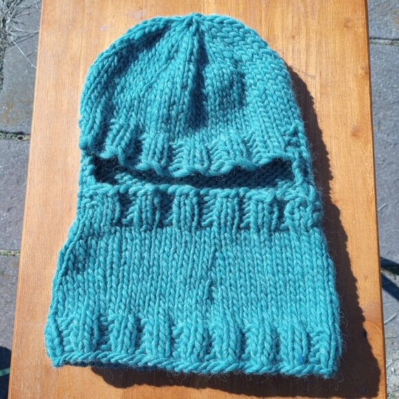 Men's Balaclava Knight Helmet Hat Beanie Neck Gaiter Hoodie Wool Sea Green M - Picture 6 of 13